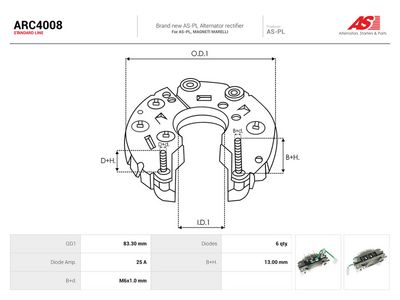 Usmerňovač alternátora AS-PL ARC4008