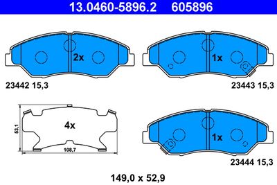Комплект тормозных колодок, дисковый тормоз ATE 13.0460-5896.2 для KIA RETONA