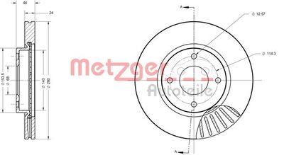 Тормозной диск METZGER 6110578 для NISSAN CUBE