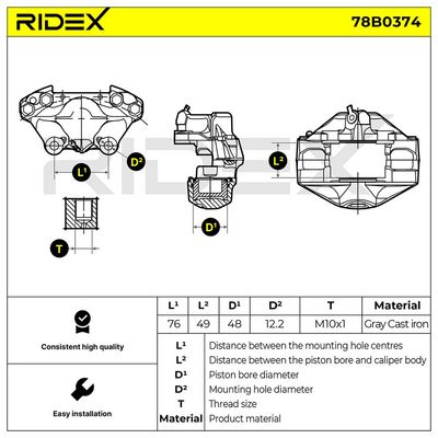 спирачен апарат RIDEX 78B0374