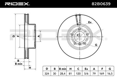 спирачен диск RIDEX 82B0639