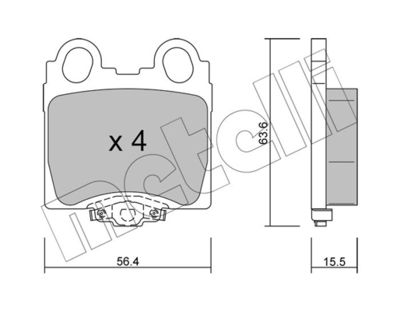 Комплект тормозных колодок, дисковый тормоз METELLI 22-0758-0 для TOYOTA ARISTO