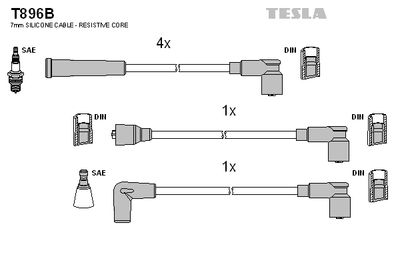 Комплект проводов зажигания TESLA T896B для KIA AVELLA