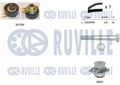 Водяной насос + комплект зубчатого ремня RUVILLE 5500971 для SEAT INCA
