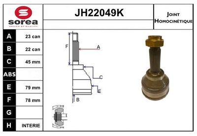 SNRA Homokineet reparatie set, aandrijfas (JH22049K)