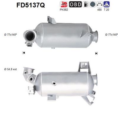 Filtr sadzy / filtr cząstek stałych, układ wydechowy AS 7E0254700HX