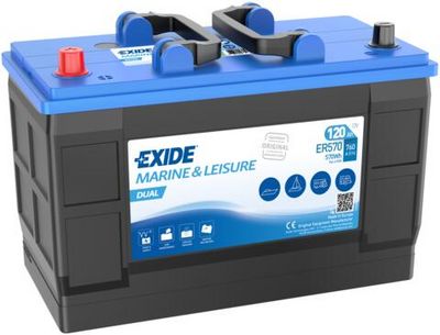 Batterij EXIDE 12V 120Ah (EN) DUAL  (EN) MARINE/RV L+ Standaard terminal 349x175x235mm, B00 - geen montageflens diepe cyclus/tweeledig doel
