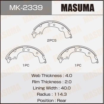 MASUMA MK-2339 Тормозные колодки барабанные  для TOYOTA NADIA (Тойота Надиа)