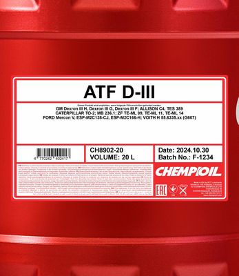 Olej CHEMPIOIL ATF DEXRON III 20L