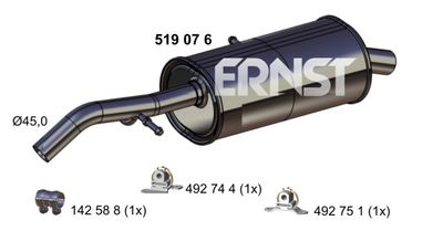 Глушитель выхлопных газов конечный ERNST 519076 для CITROËN C2