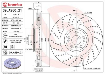 BREMSSCHEIBE BREMBO 09A96021 1