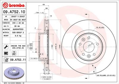 Bromsskiva BREMBO 09.A752.11