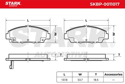 комплект спирачно феродо, дискови спирачки STARK SKBP-0011017