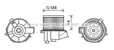 AVA QUALITY COOLING PE8387 Вентилятор салона  для PEUGEOT 307 Break (3E) 2.0
