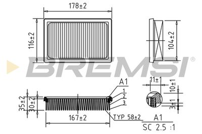 BREMSI FA0561 Воздушный фильтр  для PEUGEOT  (Пежо 108)