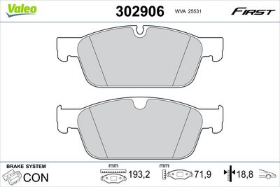 Valeo Brake Pad Set, disc brake 302906