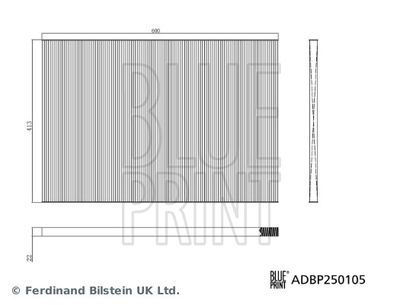Filtr, wentylacja przestrzeni pasażerskiej BLUE PRINT ADBP250105