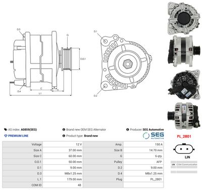 Alternator AS-PL A0859(SEG)