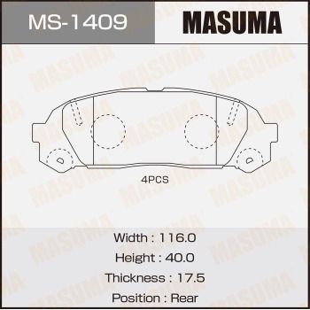 Комплект тормозных колодок MASUMA MS-1409 для TOYOTA CHASER