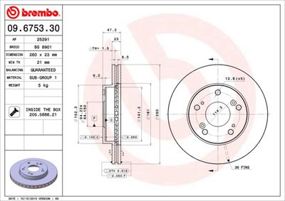 Bromsskiva BREMBO 09.6753.30