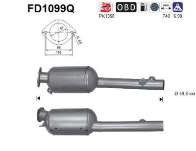 Filtr sadzy / filtr cząstek stałych, układ wydechowy AS FD1099Q