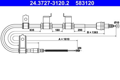 Vajer, parkeringsbroms ATE 24.3727-3120.2