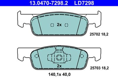 Комплект тормозных колодок, дисковый тормоз ATE 13.0470-7298.2 для SMART FORFOUR