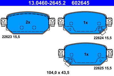 Комплект тормозных колодок, дисковый тормоз ATE 13.0460-2645.2 для MAZDA CX-3