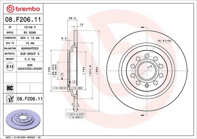BREMSSCHEIBE BREMBO 08F20611 3
