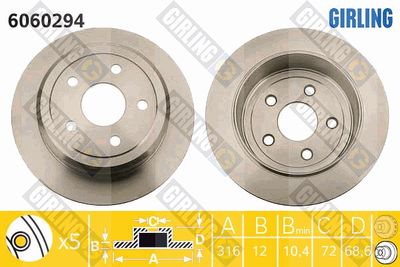 GIRLING 6060294 Тормозные диски для JEEP (Джип Wранглер)