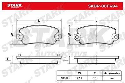 Комплект тормозных колодок, дисковый тормоз Stark SKBP-0011494 для FIAT 147