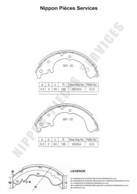 Комплект тормозных колодок NPS T350A00 для TOYOTA TERCEL