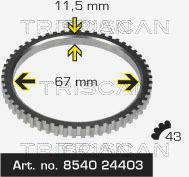 Зубчатый диск импульсного датчика, противобл. устр. TRISCAN 8540 24403 для OPEL CALIBRA
