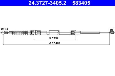 Тросик, cтояночный тормоз ATE 24.3727-3405.2 для VW BEETLE