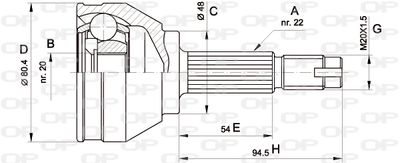 Шарнирный комплект, приводной вал OPEN PARTS CVJ5002.10 для FIAT PREMIO