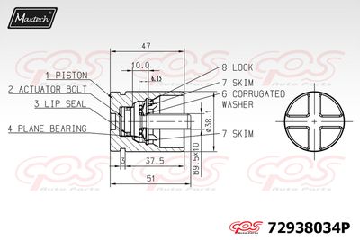 MAXTECH 72938034P Тормозной поршень для HONDA (Хонда Аккорд)