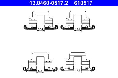 Комплектующие, колодки дискового тормоза ATE 13.0460-0517.2 для VW SCIROCCO