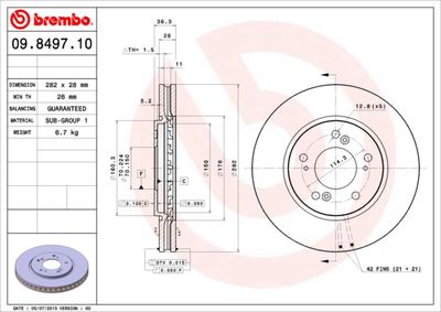 Tarcza hamulcowa BREMBO 09.8497.10