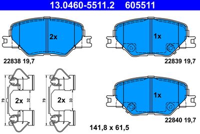 Комплект тормозных колодок, дисковый тормоз ATE 13.0460-5511.2 для OPEL INSIGNIA