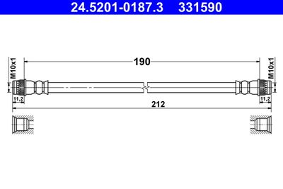 Тормозной шланг ATE 24.5201-0187.3 для RENAULT CAPTUR