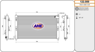 AHE 122.089 Радиатор охлаждения двигателя  для PEUGEOT  (Пежо 4008)