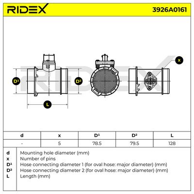 въздухомер-измерител на масата на въздуха RIDEX 3926A0161