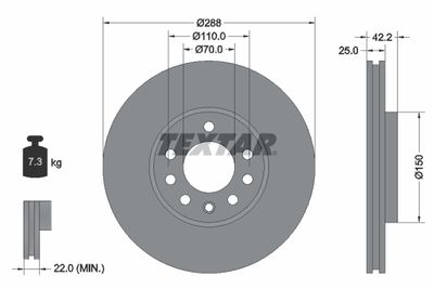 Тормозной диск TEXTAR 92075603 для OPEL SPEEDSTER