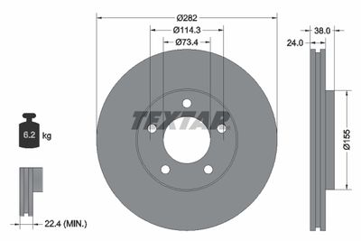 Тормозной диск TEXTAR 92153100 для DODGE GRAND CARAVAN