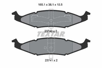 Комплект тормозных колодок, дисковый тормоз TEXTAR 2374001 для DODGE NEON