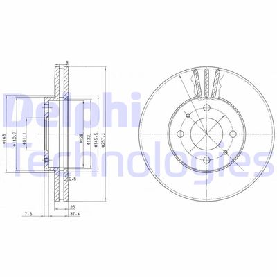 Тормозной диск DELPHI BG3124 для NISSAN 100NX