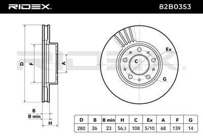 спирачен диск RIDEX 82B0353