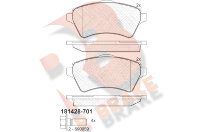 R BRAKE RB1428-701 Тормозные колодки и сигнализаторы  для LAND ROVER FREELANDER I Soft Top (L314) 2.0 DI 4x4