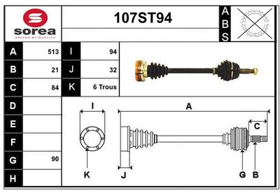 STARTCAR 107ST94 Сальник полуоси  для RENAULT CLIO I (B/C57_, 5/357_) 1.4 (B/C57T, B/C57Y)