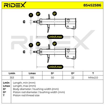 амортисьор RIDEX 854S2586